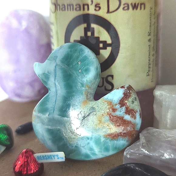 ✨🦆 Larimar Duck Carving Rare Duck Shaped Crystals Authentic Larimer ⭐ - Picture 5 of 5